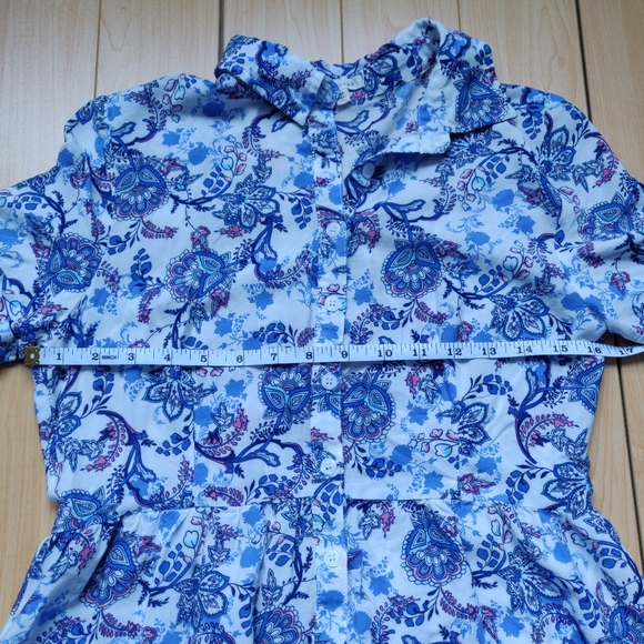 En Creme Spring Summer Button Down Dress in Blue - Picture 5 of 8